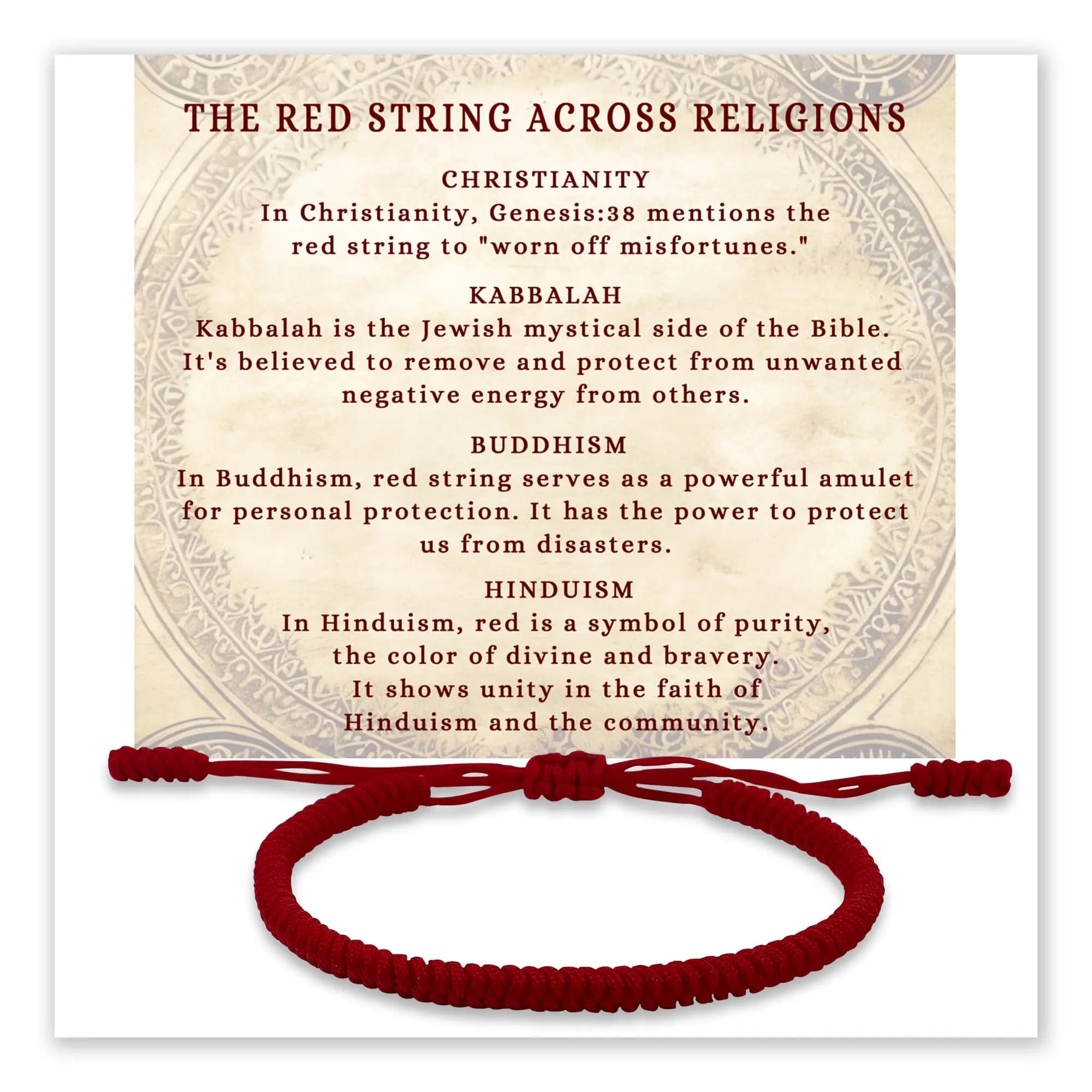 Deep Red String bracelet with religious significance