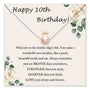 Birthday card with a pearl necklace and floral design for a 10th birthday