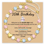 Bracelet for 10th birthday with pink, blue, and white beads