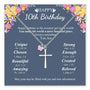 10th birthday card with cross necklace and floral design