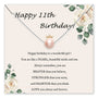 Birthday card with a pearl necklace and floral design for an 11th birthday