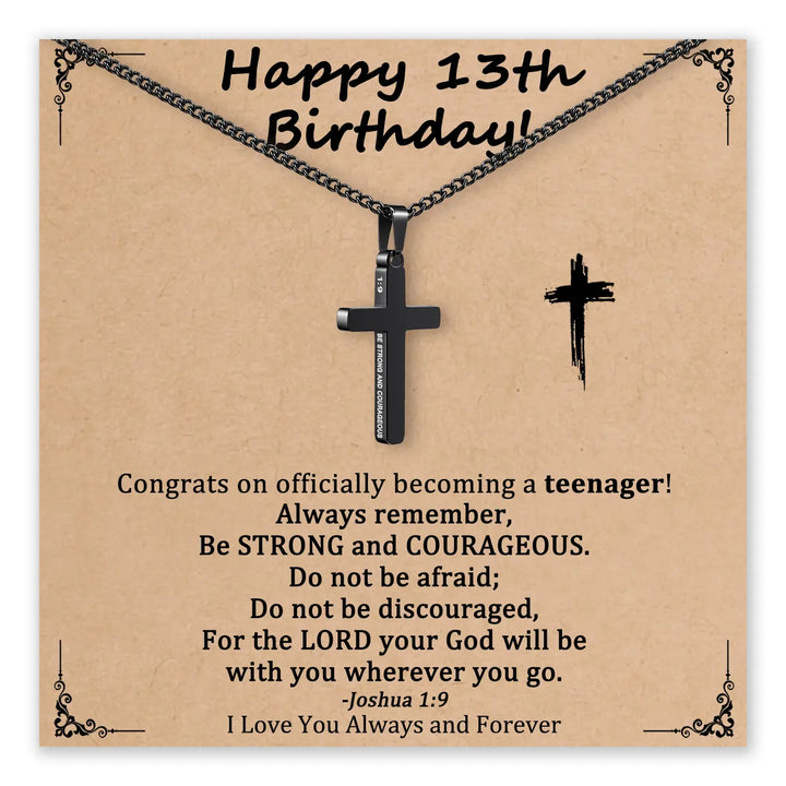 Birthday card with cross necklace for 13th birthday