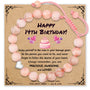 Pink zebra jasper bracelet with heart pendant for 14th birthday