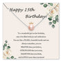 Birthday card with a pearl necklace and floral design for a 15th birthday
