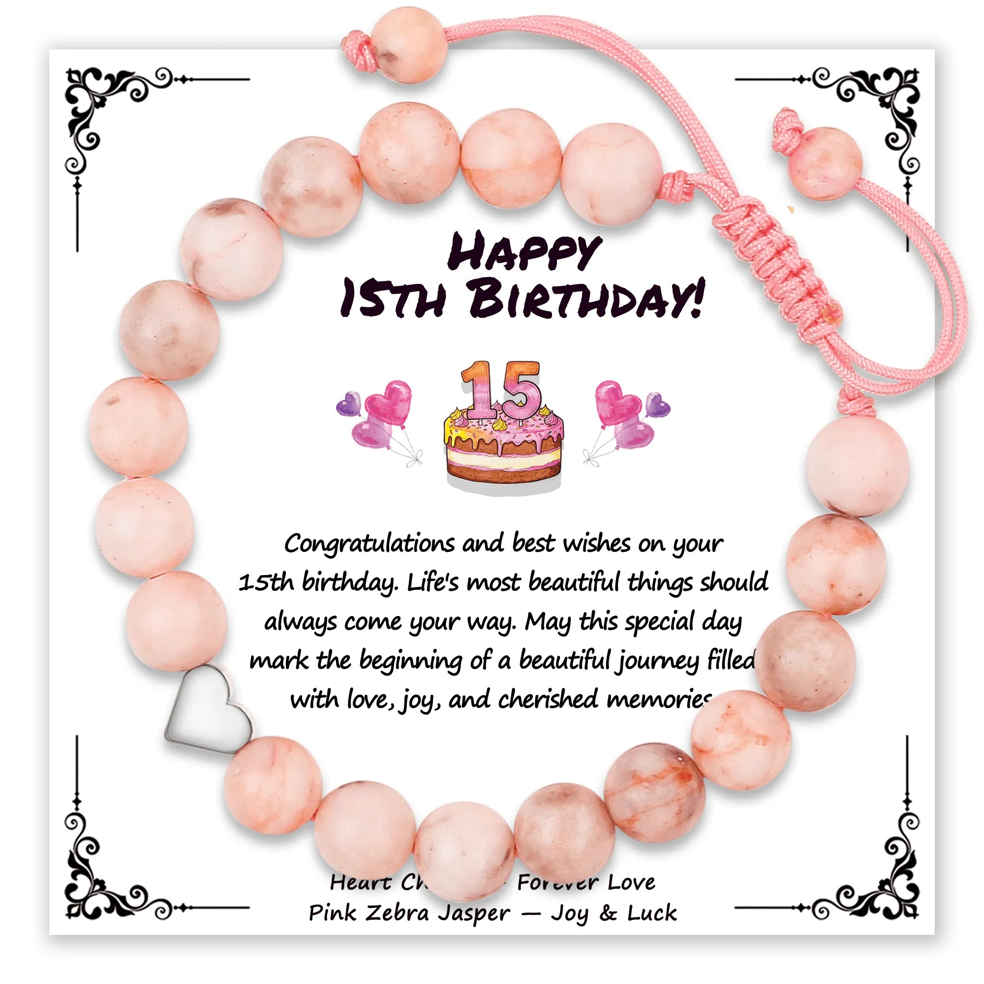 Sweet Birthday Pink Zebra Stone Bracelet