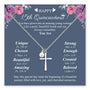 15th quinceañera card with cross necklace and floral design