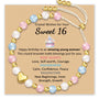 Bracelet for Sweet 16 birthday with pink, blue, and white beads
