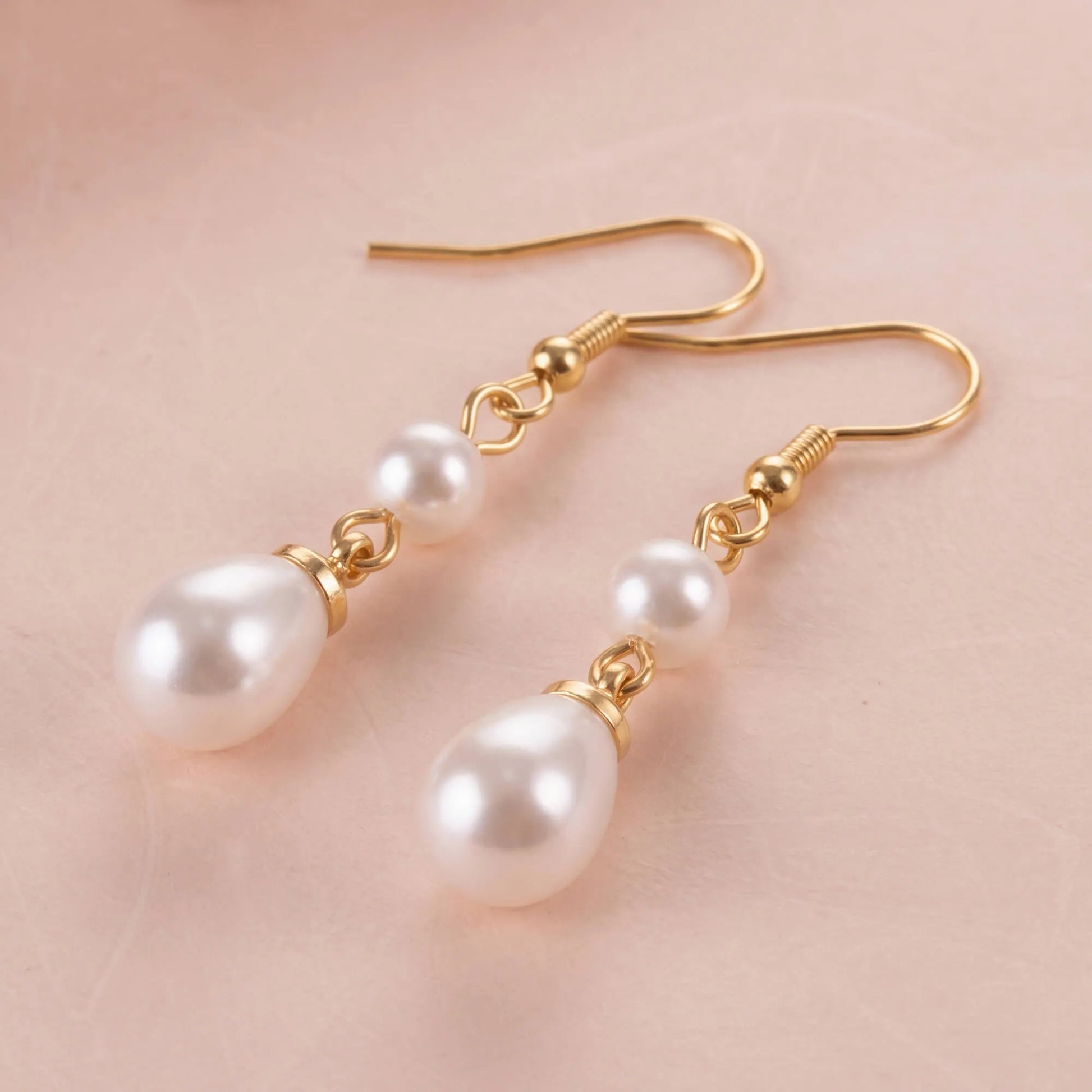 Gold-Tone Double Freshwater Pearl Drop Earrings