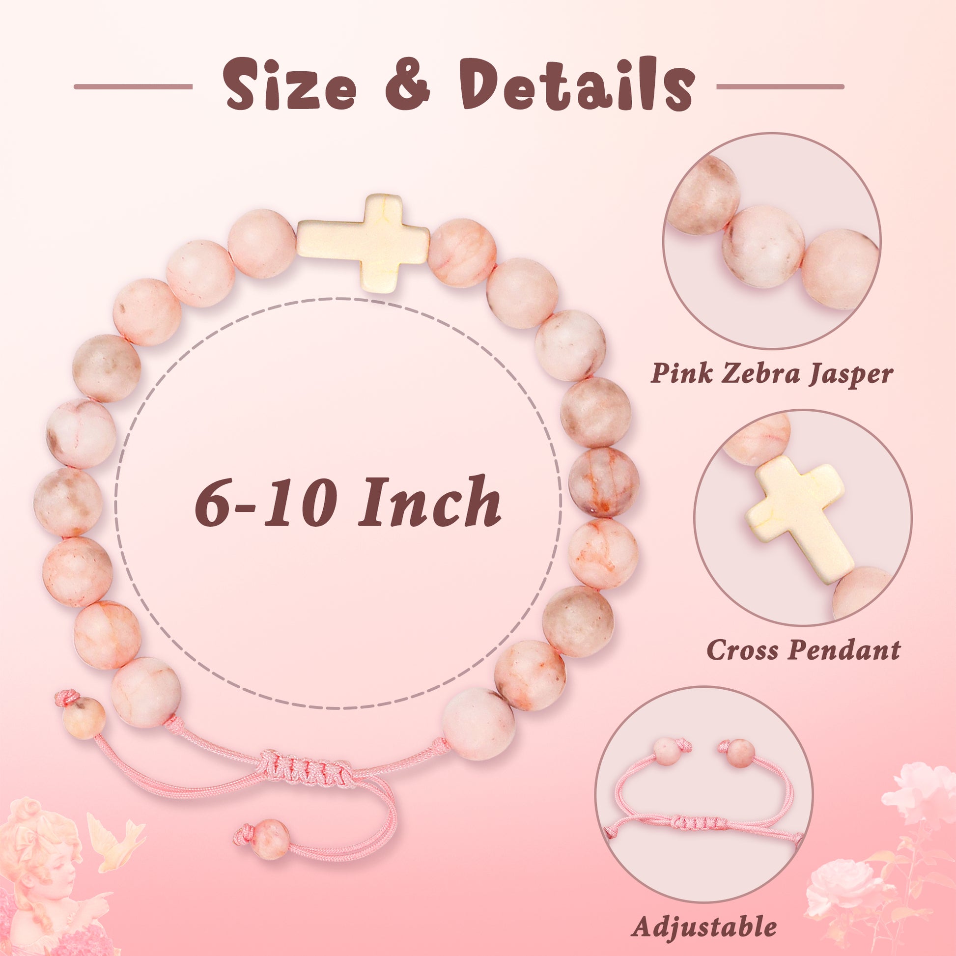 Pink Cross Charm Bracelet