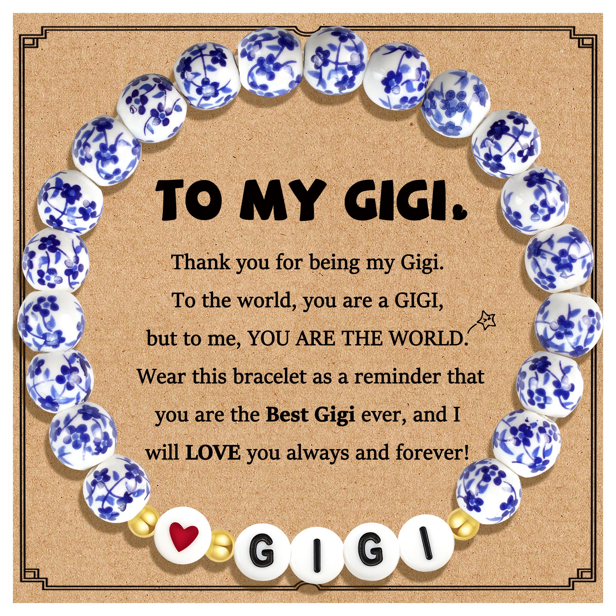 Bule White Porcelain Stretch Bead Gigi/Mimi Bracelet