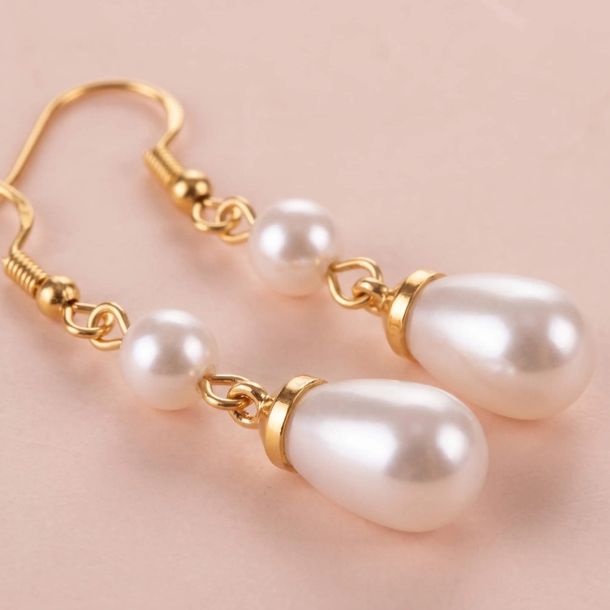 Gold-Tone Double Freshwater Pearl Drop Earrings
