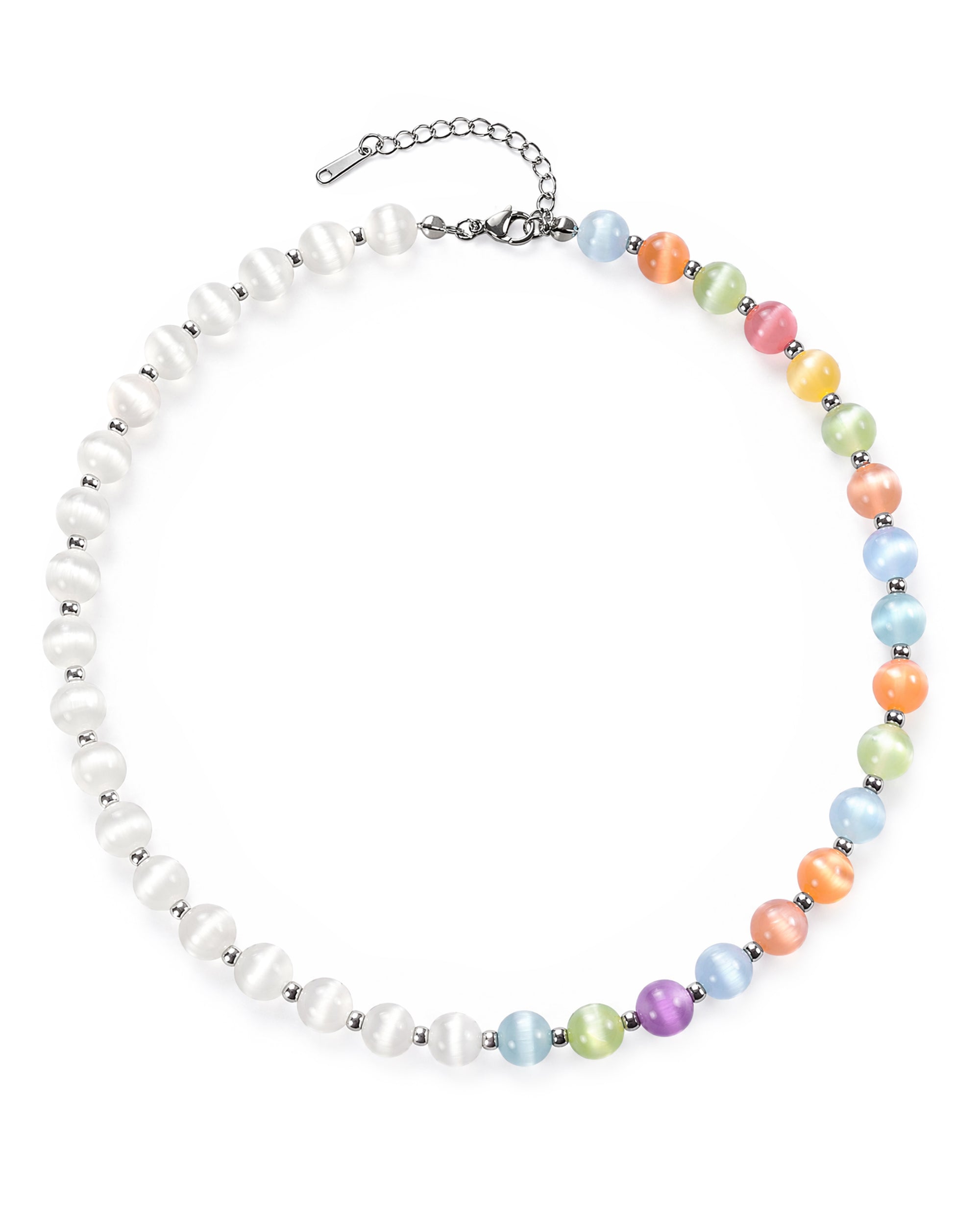 UV Dopamine Necklace with milky-white and colorful beads