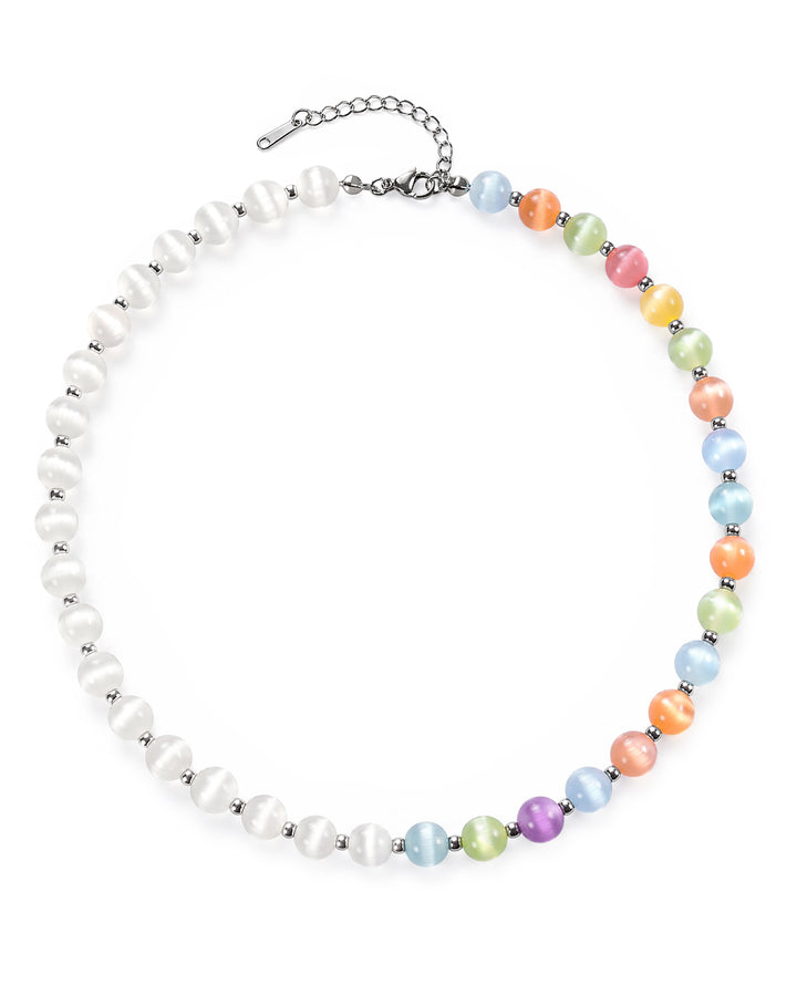 UV Dopamine Necklace with milky-white and colorful beads