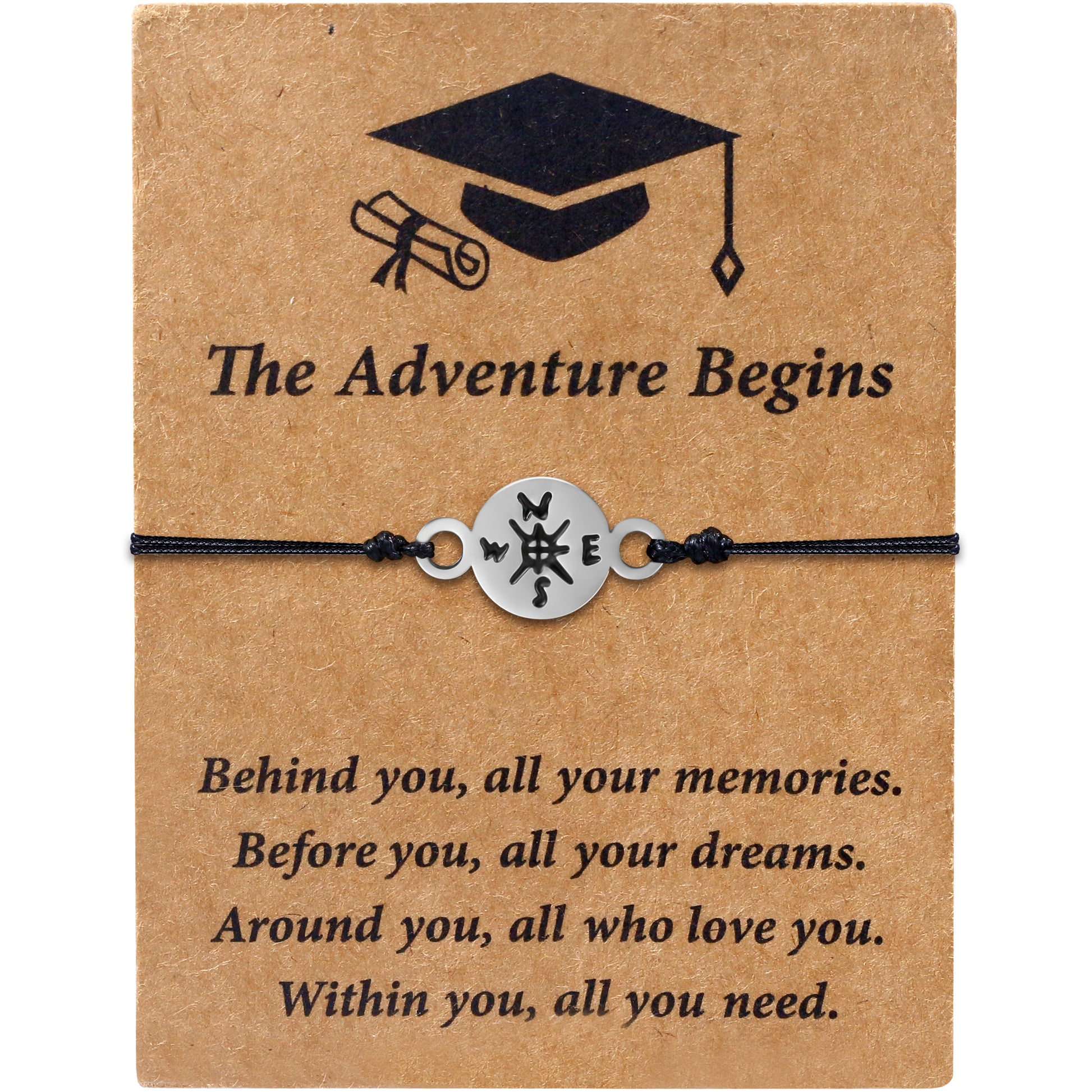 Compass Graduation Bracelet - Milestone Gift with Graduation Cap Box