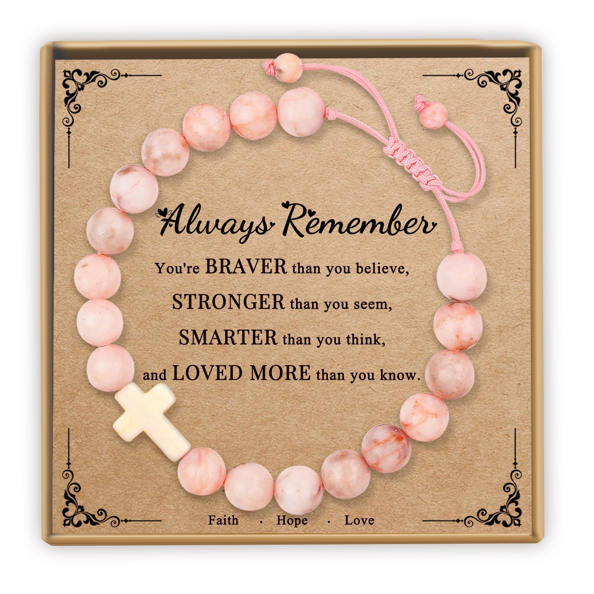 Pink Cross Charm Bracelet