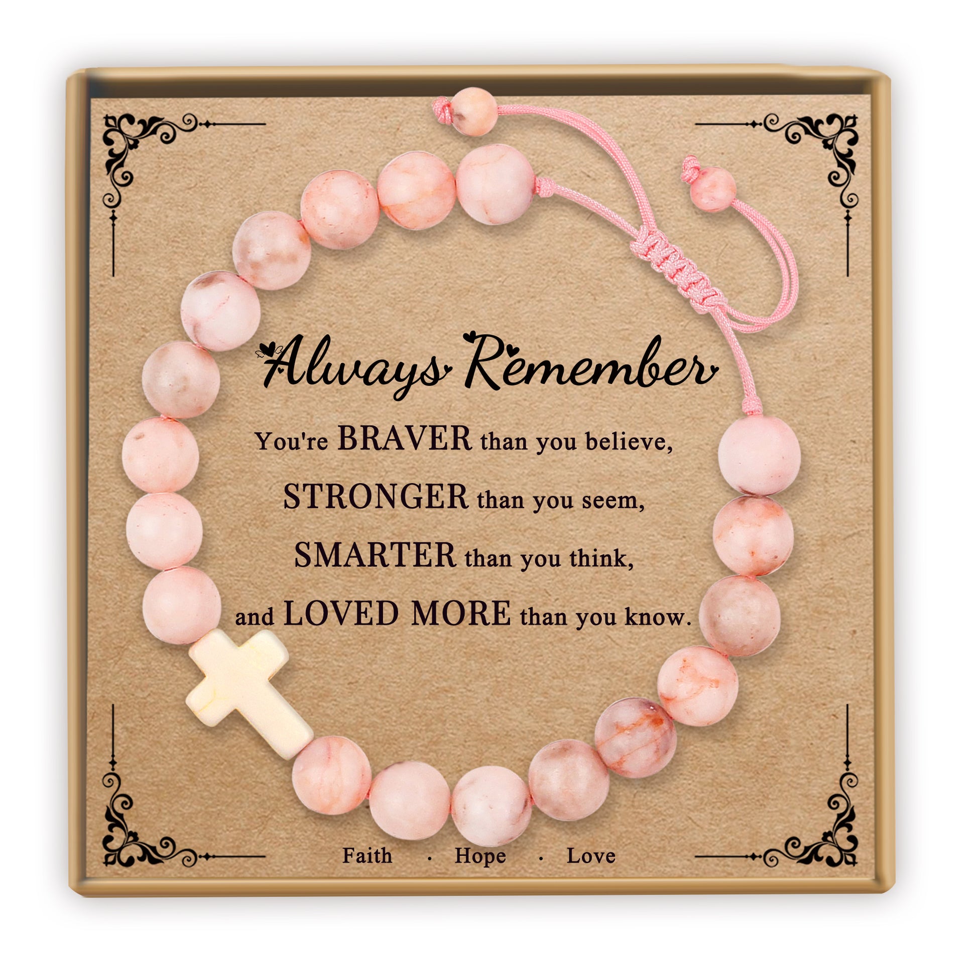 Pink Cross Charm Bracelet