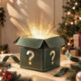 Holiday mystery gift box set with question-mark icons, green and black design