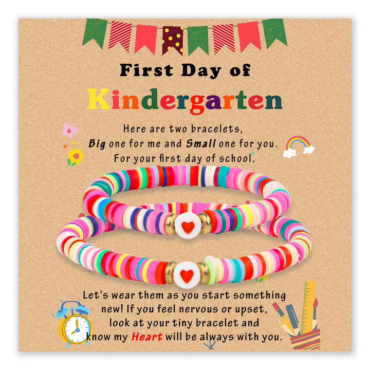 Bracelet set with colorful beads and heart charm for school