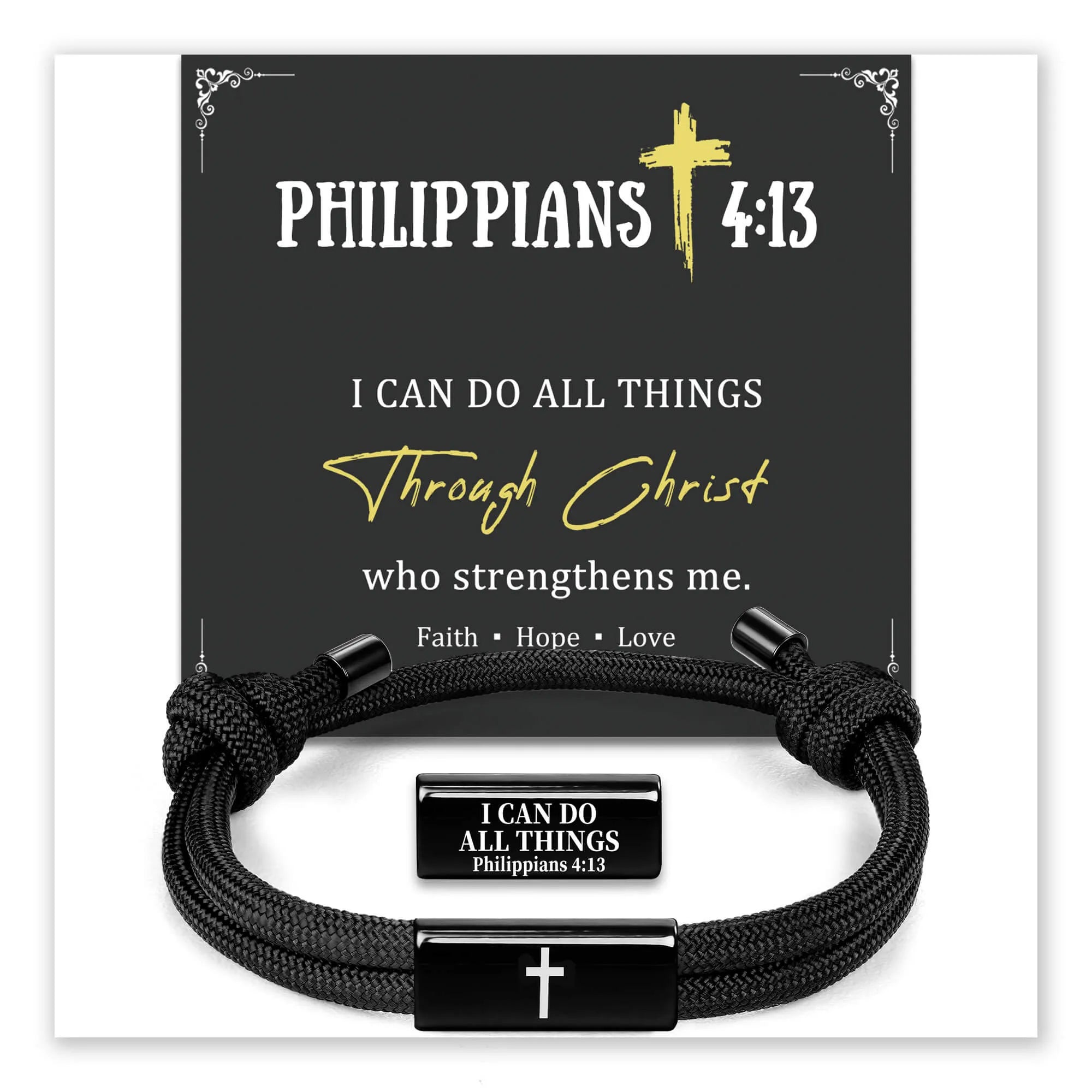 Faith Cross Bracelet with Philippians 4:13 message card