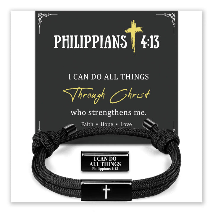 Faith Cross Bracelet with Philippians 4:13 message card
