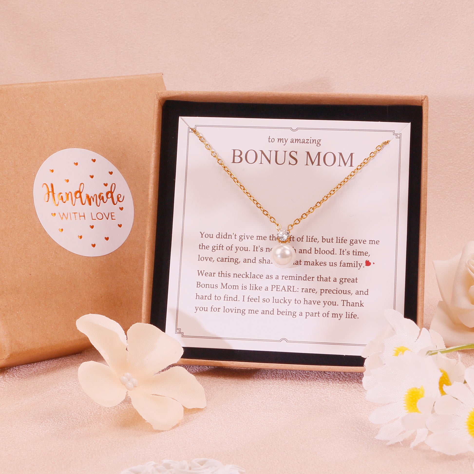 Single Pearl Necklace for Bonus Mom
