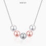 Necklace with five crystal pearls on a silver chain