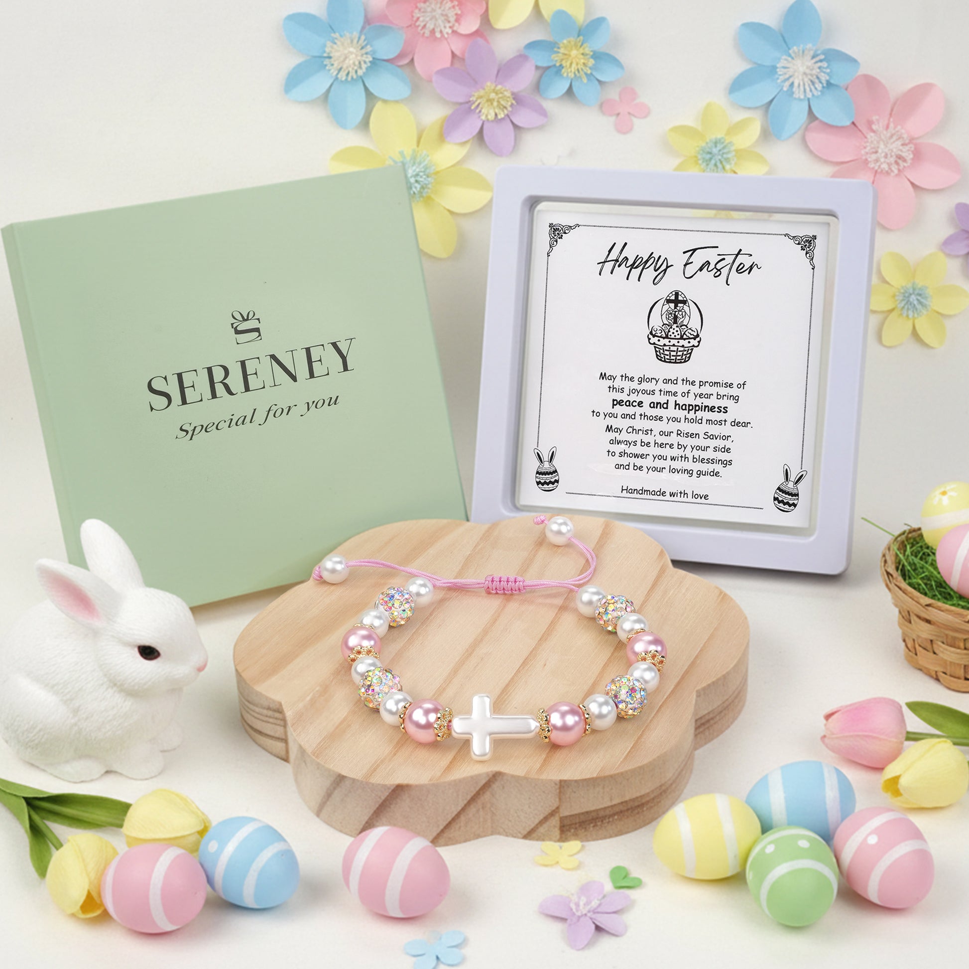 Easter Blessings Cross & Pearl Beaded Bracelet