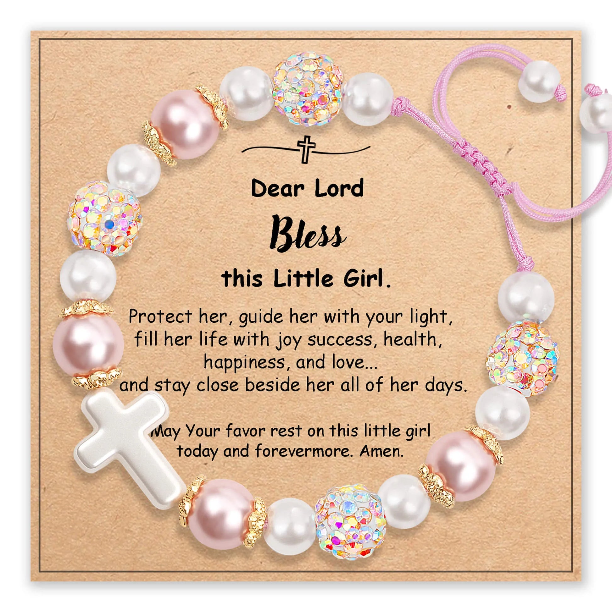 Blessed Shamballa Pearl Cross Bracelet