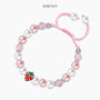 Berry Sweet Birthday Bracelet with pink and white beads and strawberry charm