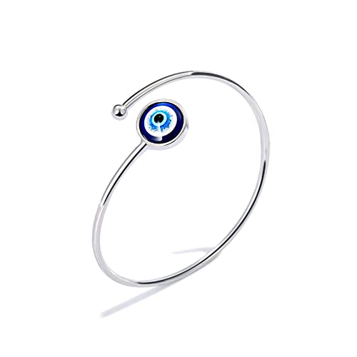 Pulsera de ojo malvado de plata ajustable para mujer, pulsera de ojo para niñas, regalos de regreso a clases, pulsera de protección de ojos azules para cumpleaños de hijas, joyería de amuleto de la suerte Nazar de SmileBelle