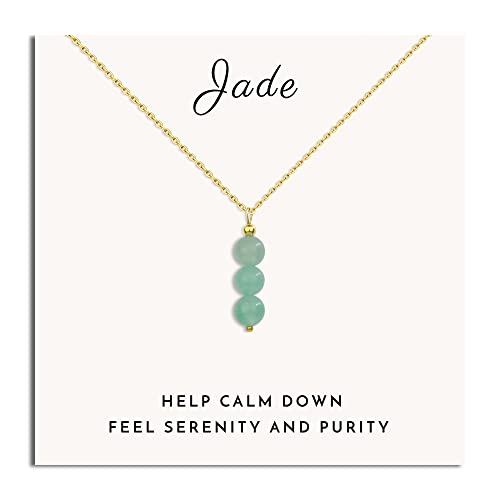 Collar de jade para mujer, collar de cristal curativo, collar de cuentas de jade, collar de cristal verde como regalo curativo, collar con colgante de cristal, joyería espiritual para niñas