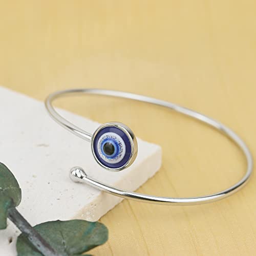 Pulsera de ojo malvado de plata ajustable para mujer, pulsera de ojo para niñas, regalos de regreso a clases, pulsera de protección de ojos azules para cumpleaños de hijas, joyería de amuleto de la suerte Nazar de SmileBelle