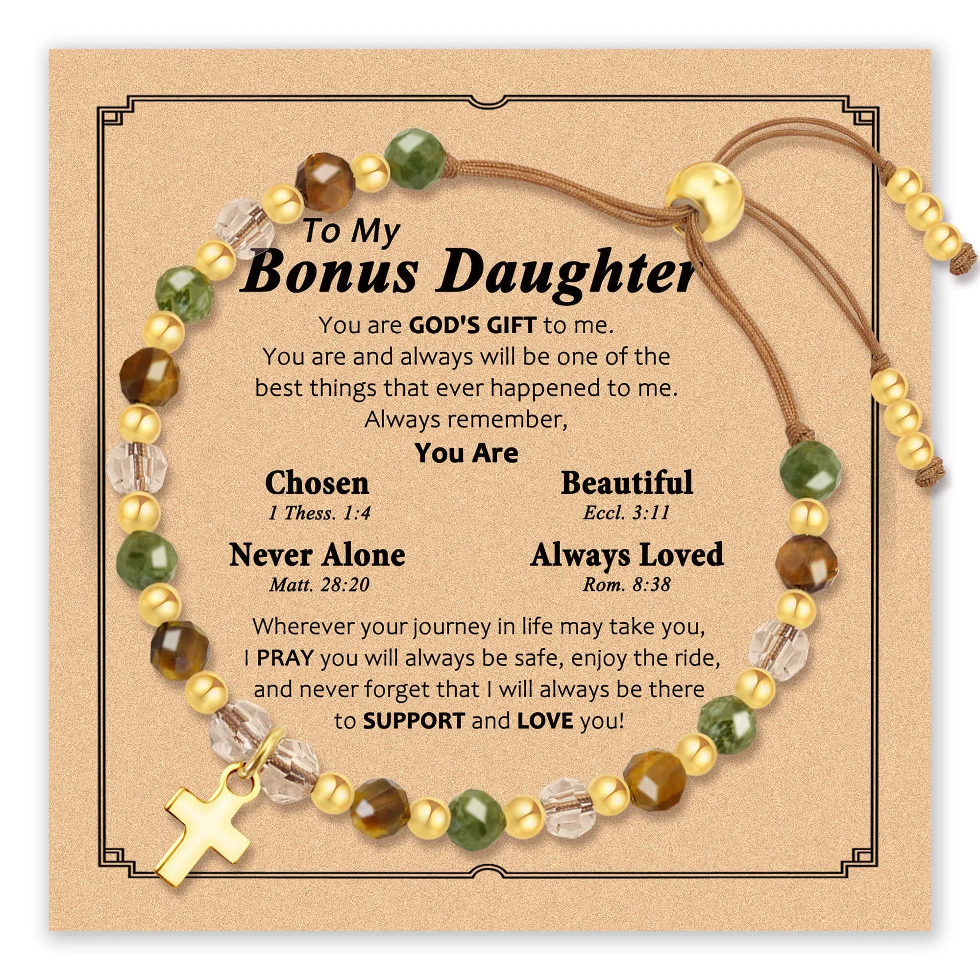 To My Bonus Daughter Cross Bracelet