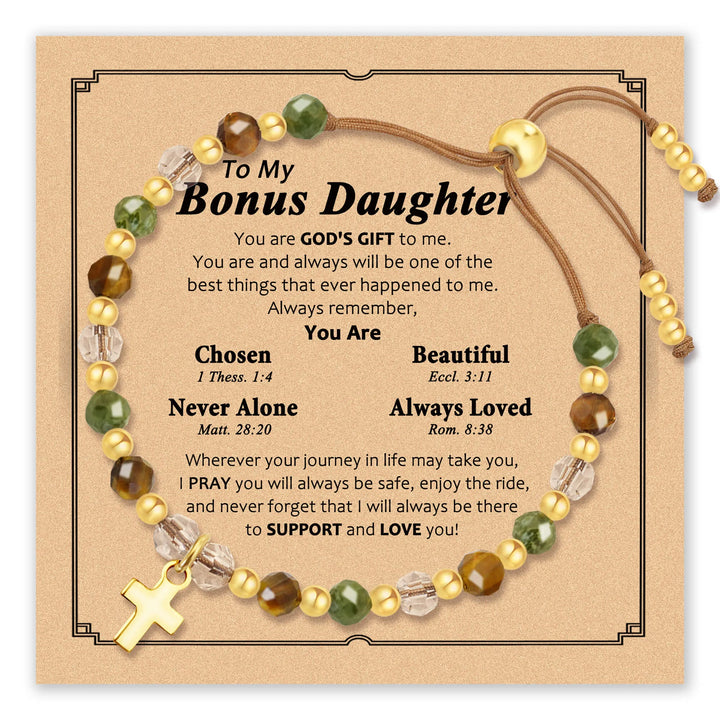 Bracelet with gold-tone cross charm and message card