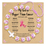Pink floral beaded Cancer awareness bracelet with gold beads and cross charm