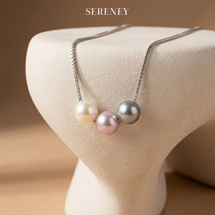 Fabulous Decades Pearl Birthday Necklace with three crystal pearls