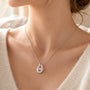 Heart mother pendant necklace on silver chain, crystal halo and rose-gold heart center
