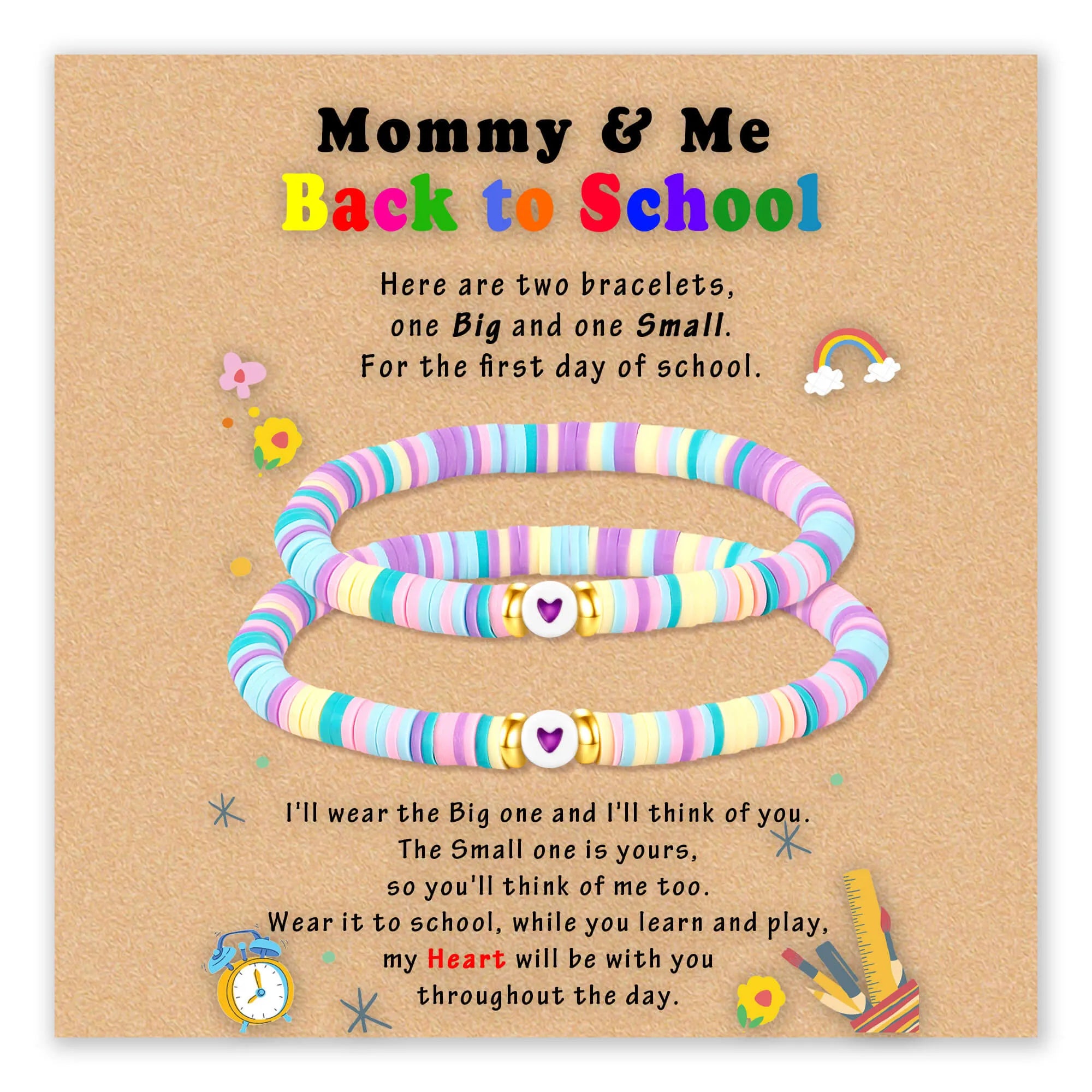 Mommy & Me bracelet set with colorful beads for school