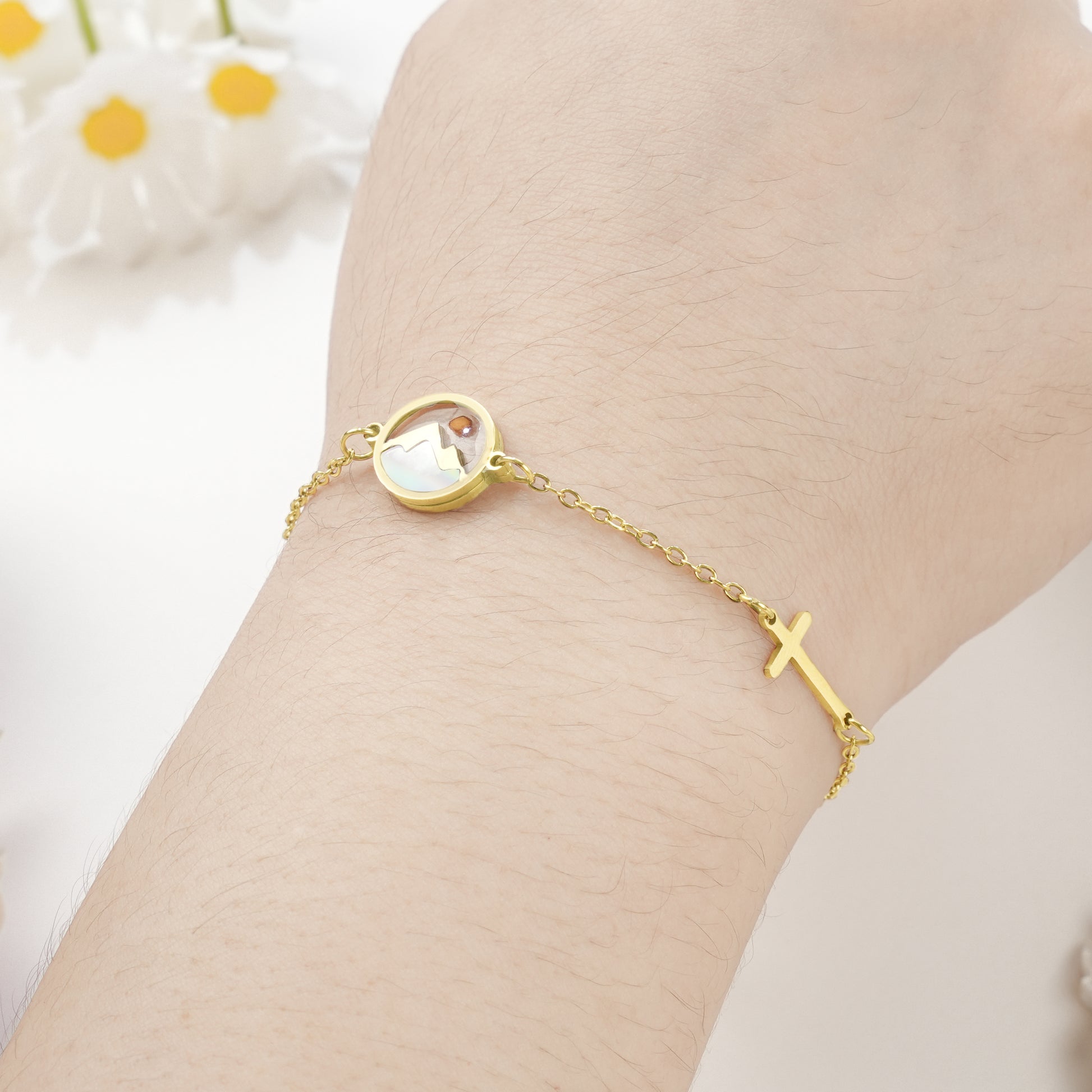 Mustard Seed Cross Bracelet