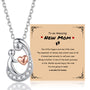 Heart mother necklace with message card reading 'New Mom' and crystal heart pendant