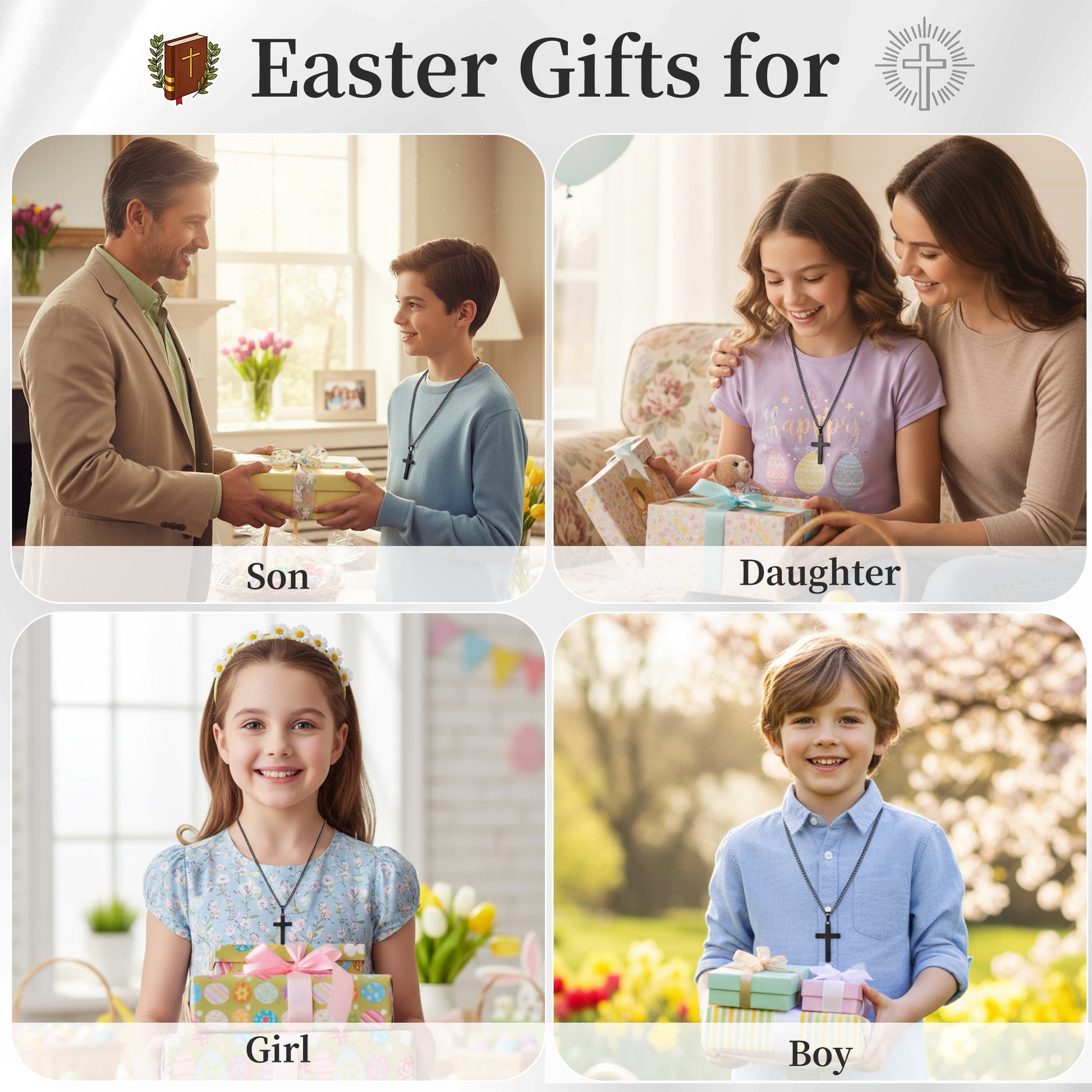 Easter Cross Necklace for Boys & Teens