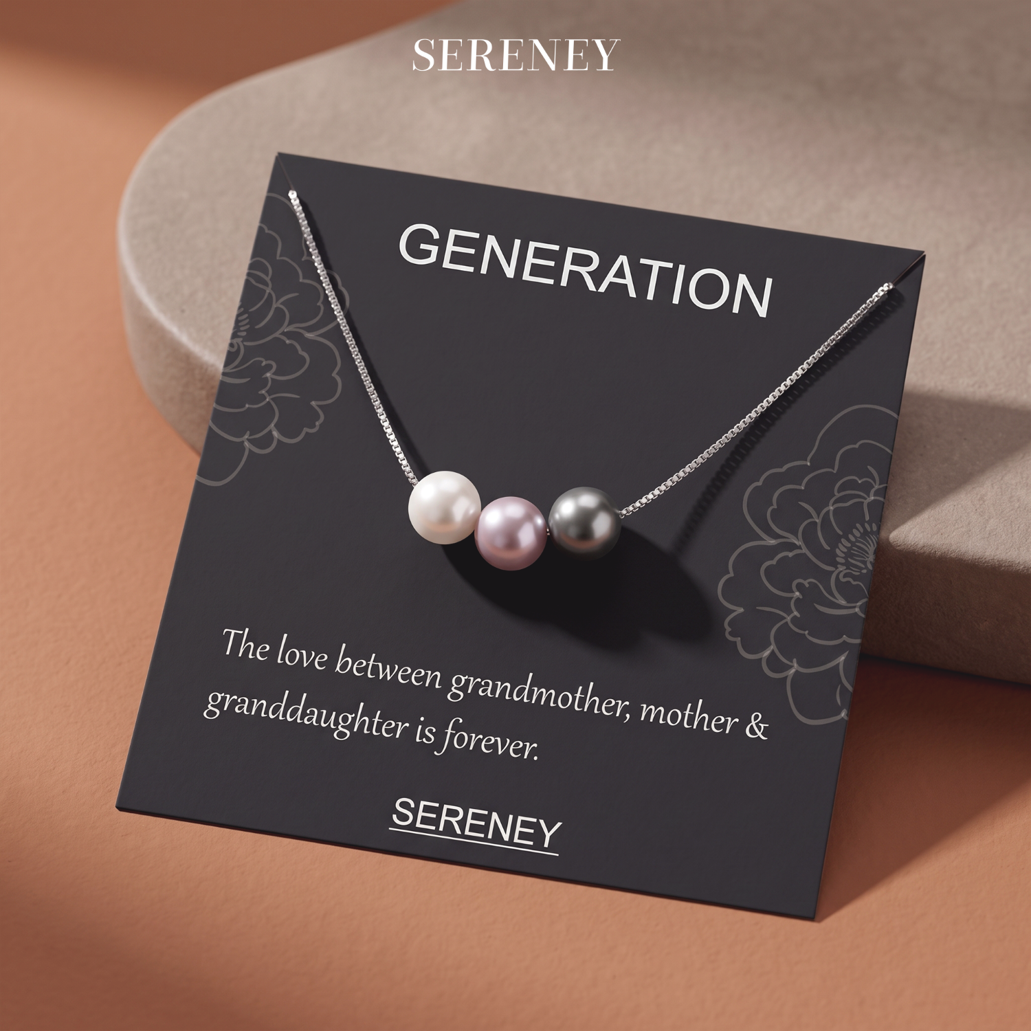 Three generation pearl necklace with gift card