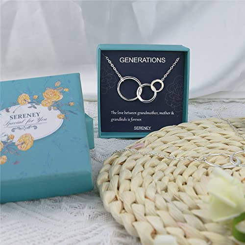 Sereney Nana Necklace for Women as Nana Christmas Gifts, Three Generations Necklace for Nana Gifts,Mom Nana Jewelry Grandma Christmas Gifts from Grandkids
