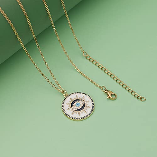 Collar de mal de ojo, collar de protección de oro de 14 quilates, joyería de mal de ojo hecha a mano para mujeres, collar de ojo turco, colgante de amuleto de la suerte, collar de tercer ojo, regalo de cumpleaños para ella, collar Nazar de SmileBelle