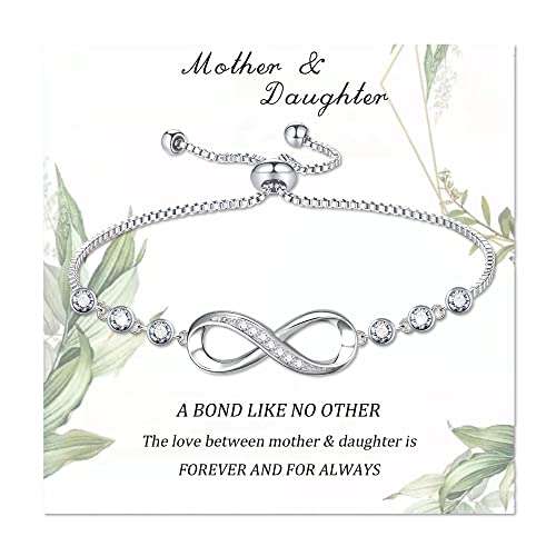 Pulseras Sereney para madre e hija, pulseras a juego para madre e hija, pulseras infinitas de plata para madre e hija, regalo de cumpleaños para niñas de regreso a la escuela de mamá/abuela de
