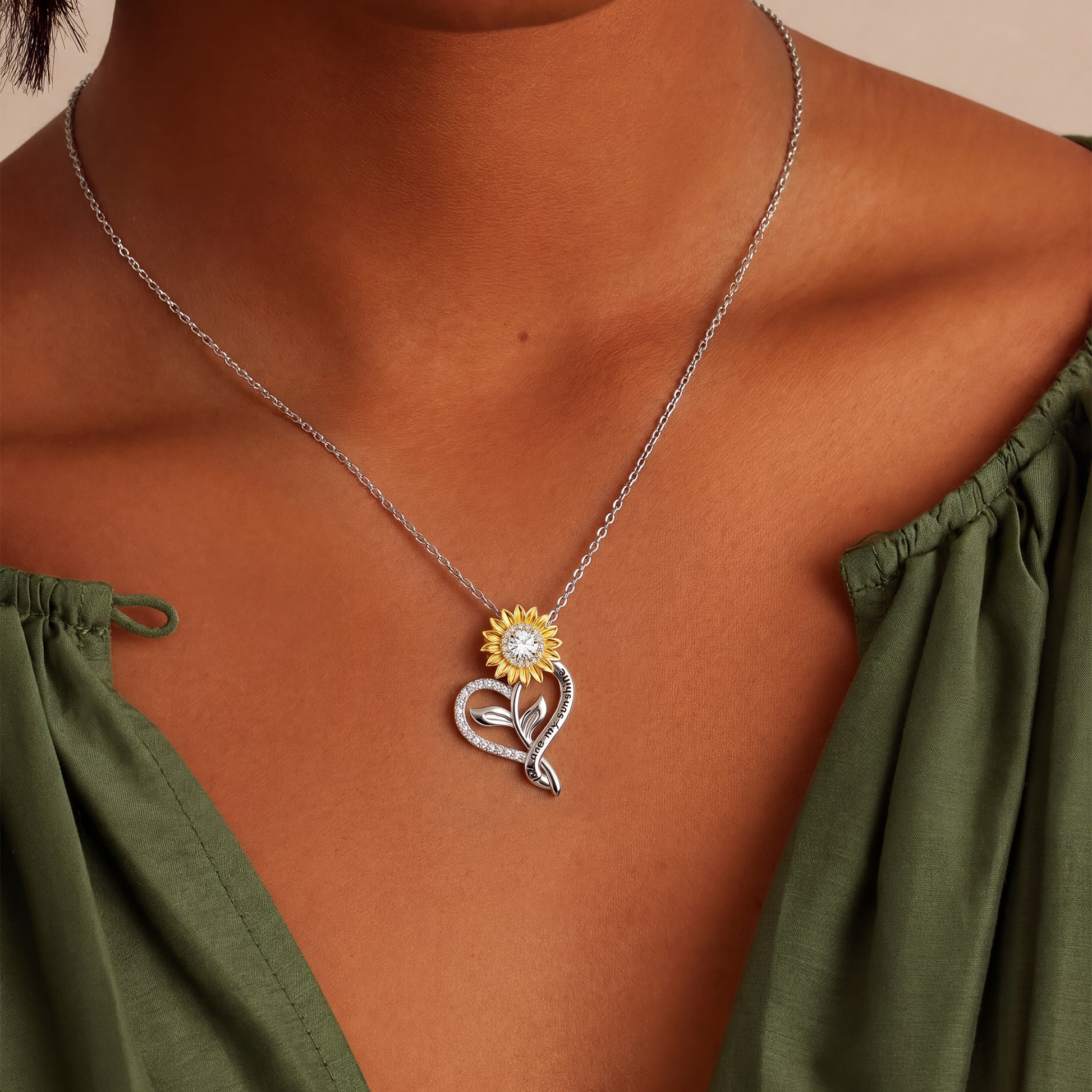 Sunflower Heart Necklace