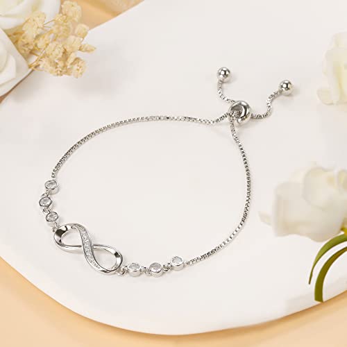 Pulseras Sereney para madre e hija, pulseras a juego para madre e hija, pulseras infinitas de plata para madre e hija, regalo de cumpleaños para niñas de regreso a la escuela de mamá/abuela de