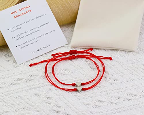 Red string bracelet red bracelet for protection matching heart bracelets friendship bracelets for teen girls as mother daughter bracelets, couples, sisters and friends