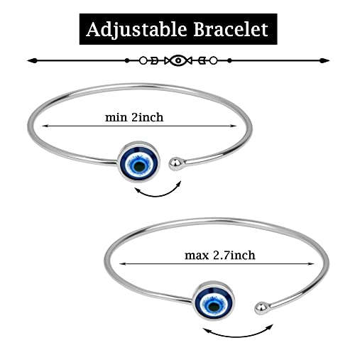 Pulsera de ojo malvado de plata ajustable para mujer, pulsera de ojo para niñas, regalos de regreso a clases, pulsera de protección de ojos azules para cumpleaños de hijas, joyería de amuleto de la suerte Nazar de SmileBelle