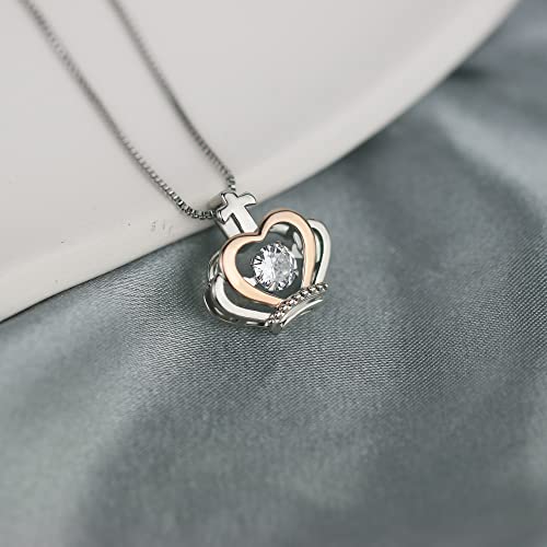 Daughter necklace from mom and dad, To my badass daughter necklace crown necklace for women, Daughter birthday gifts from mom, Necklace to daughter from father, Back to School gifts for girls from SmileBelle